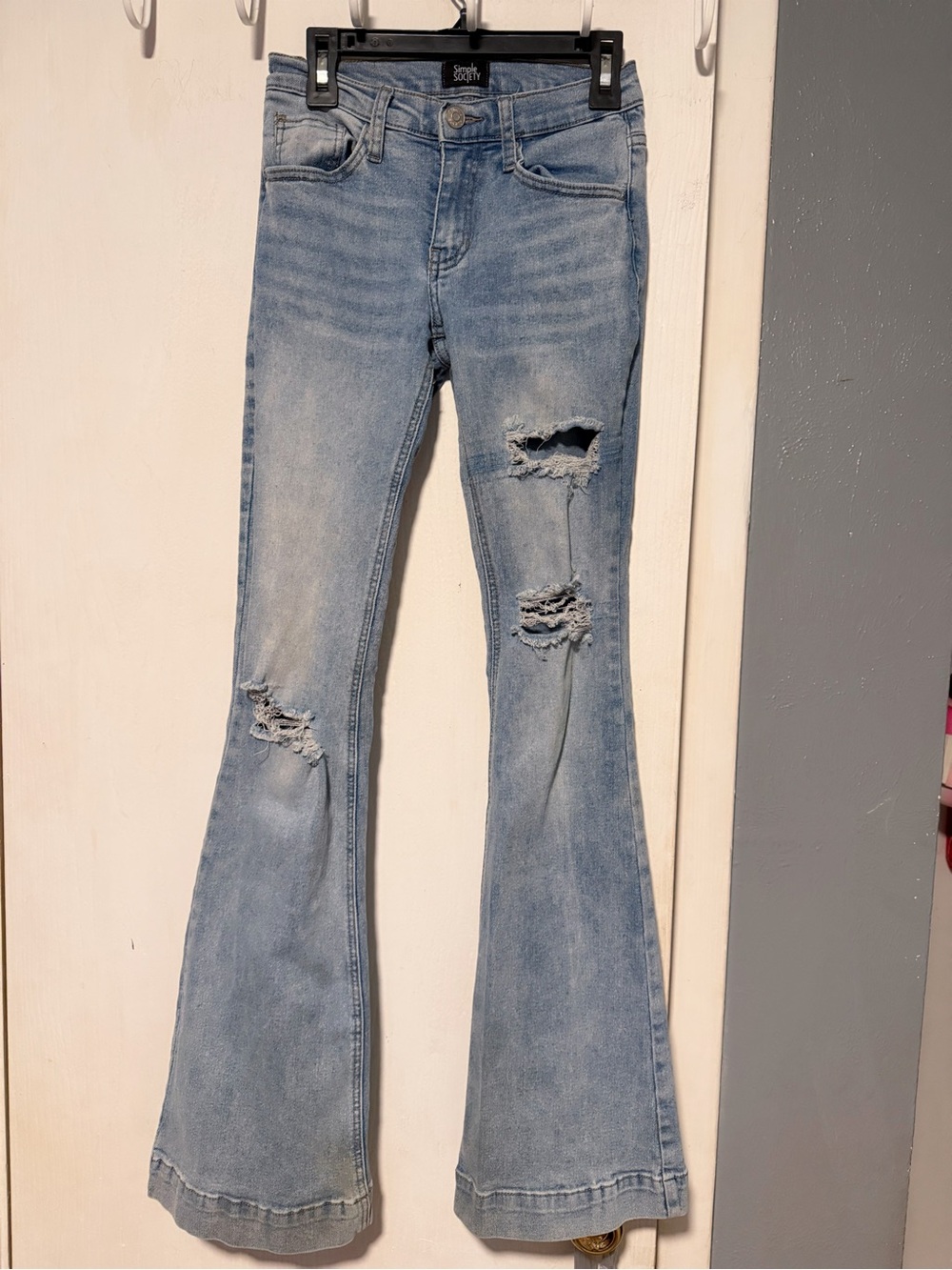 Light Wash Distressed Flare Jeans